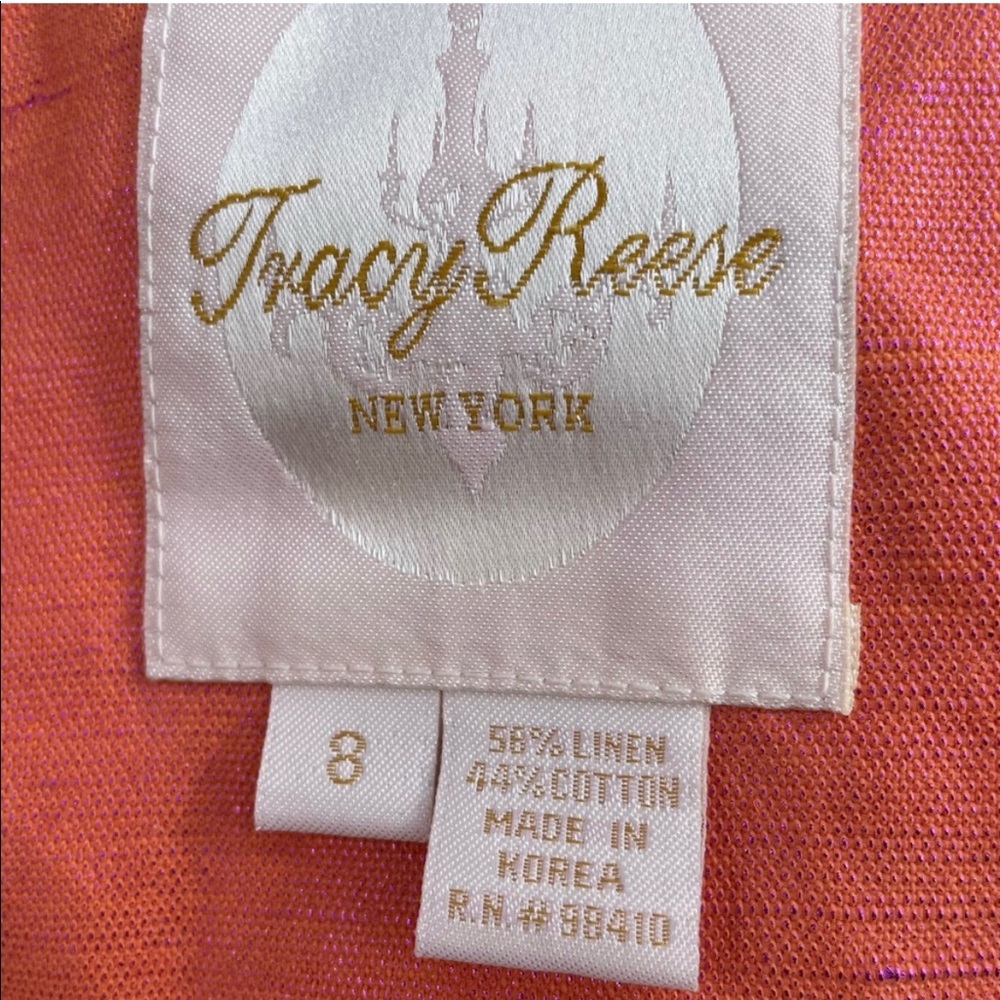 Tracy Reese (Neiman Marcus) NWT orange linen blend coat with pink sheen / 8 - Picture 7 of 9